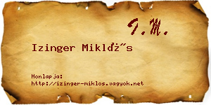 Izinger Miklós névjegykártya