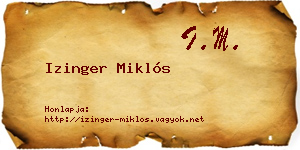 Izinger Miklós névjegykártya